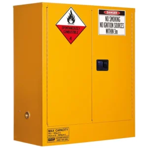 Class 4 Dangerous Goods Storage Cabinet 160L 2 Doors 2 Shelves - Yellow